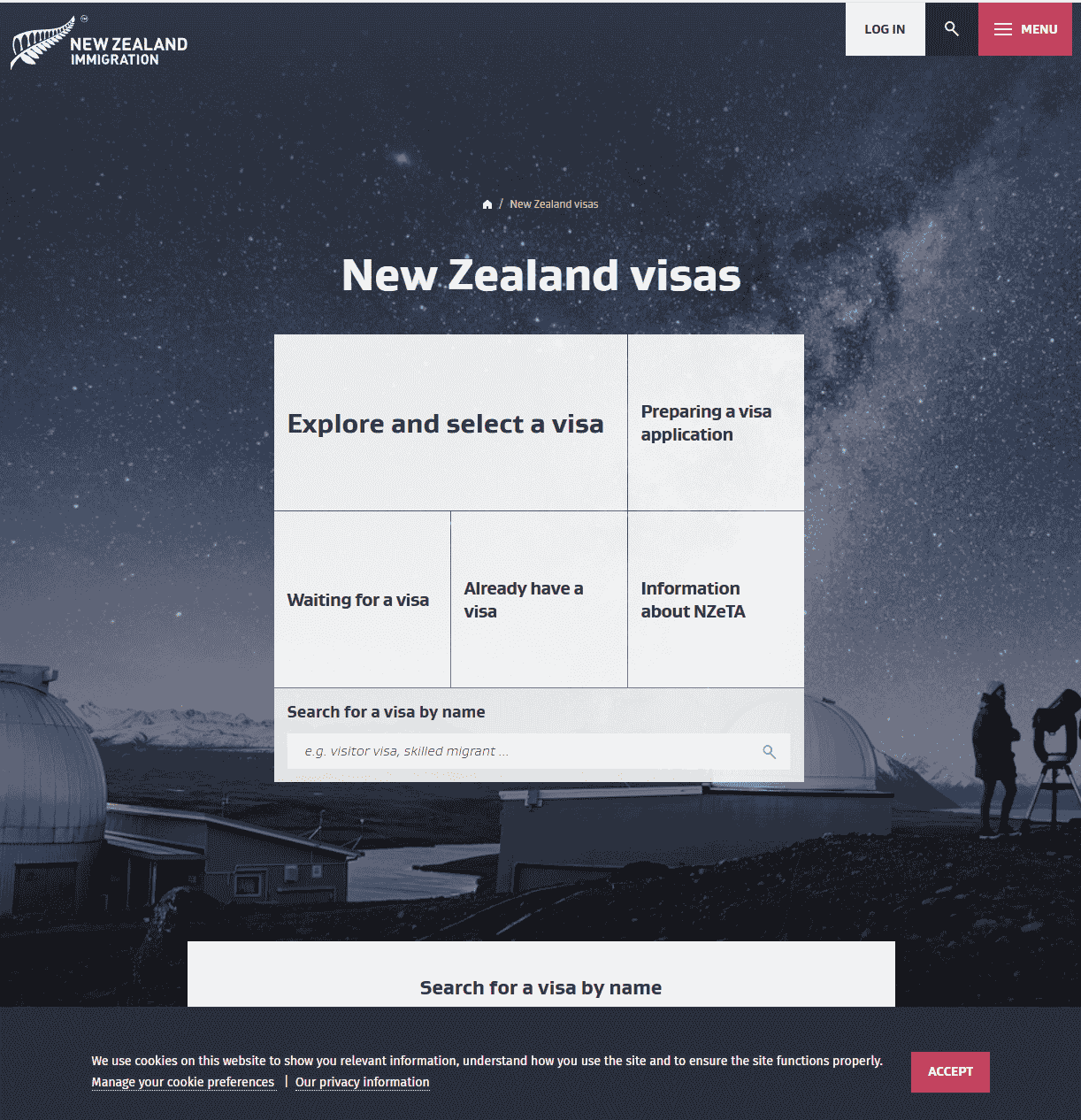 新西兰移民局签证首页