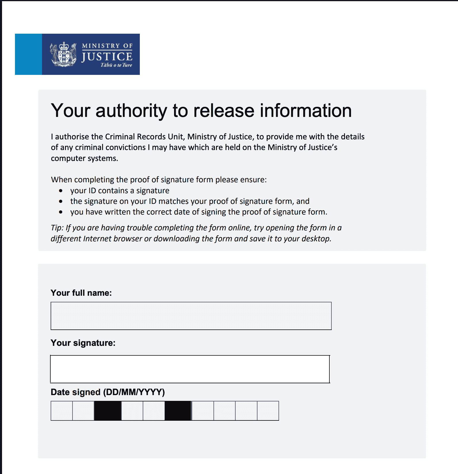 Authority to Release 表格填写说明