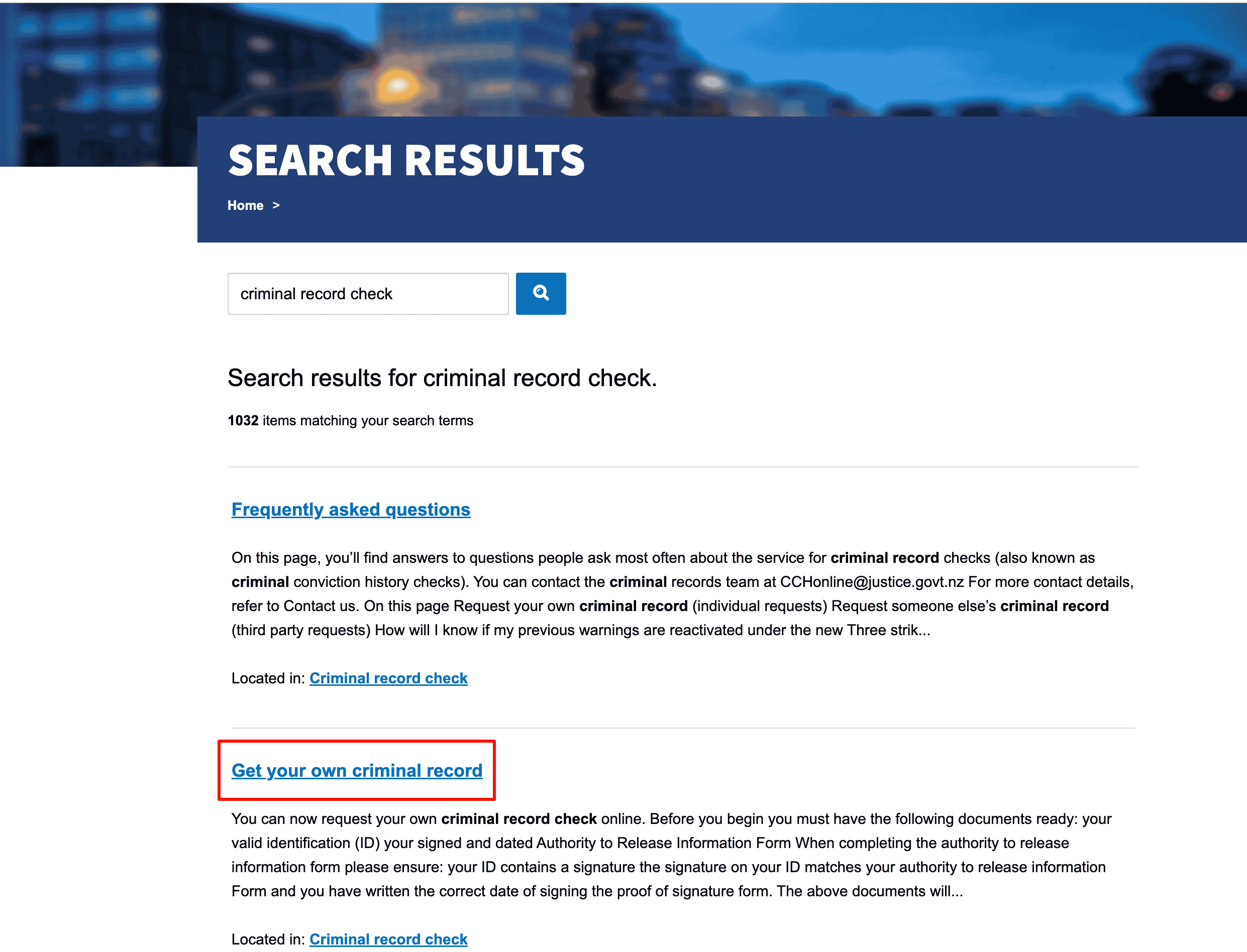 搜索结果页 - Get your own criminal record