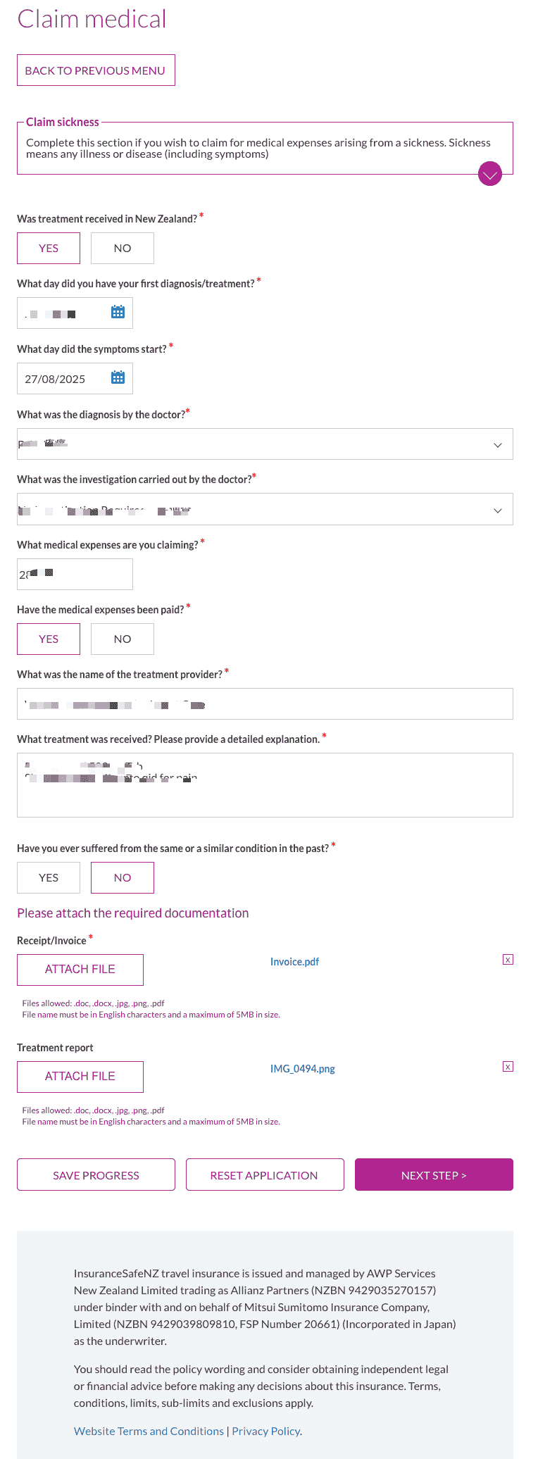 上传 Tax Invoice 和 Consultation Note