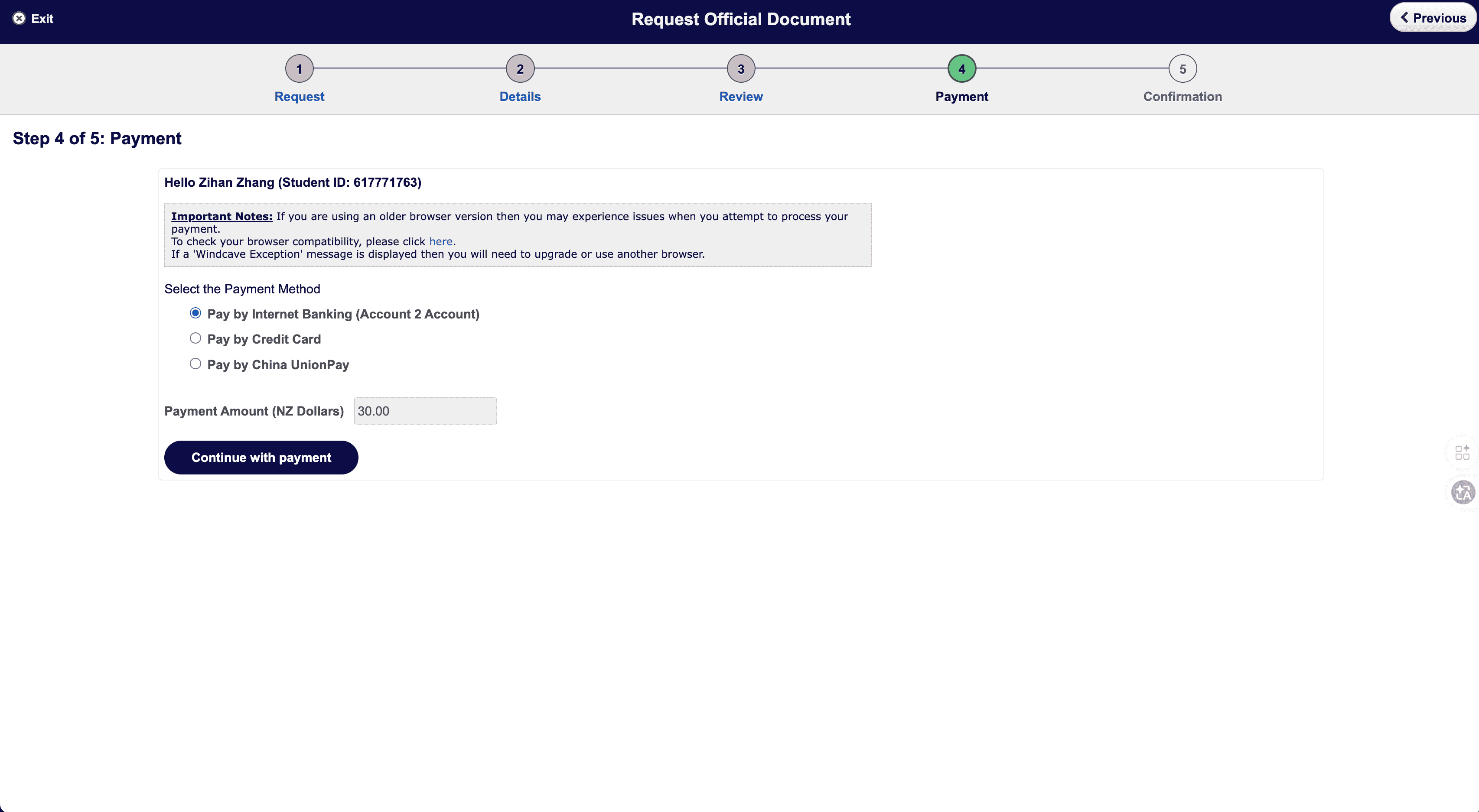 Step 4 - Payment 选择支付方式