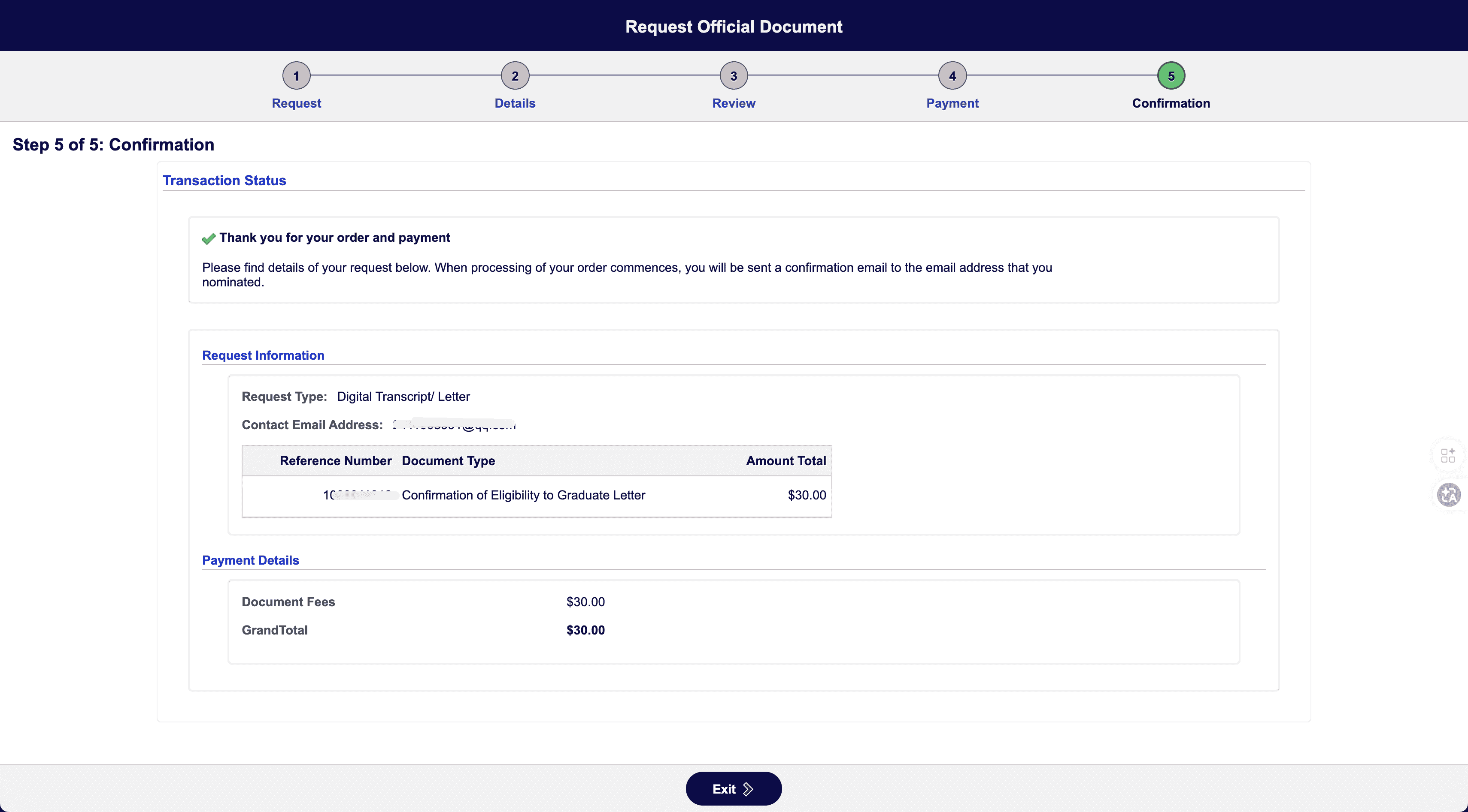 Step 5 - Confirmation